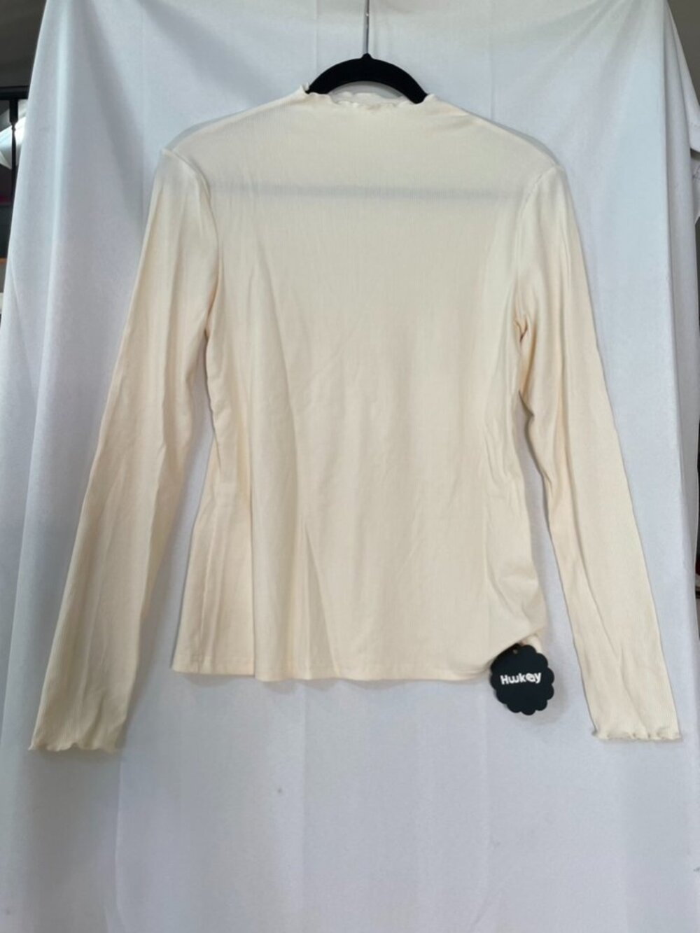 NWT Huukeay Ivory Ribbed Mock Neck Top | Size Medium